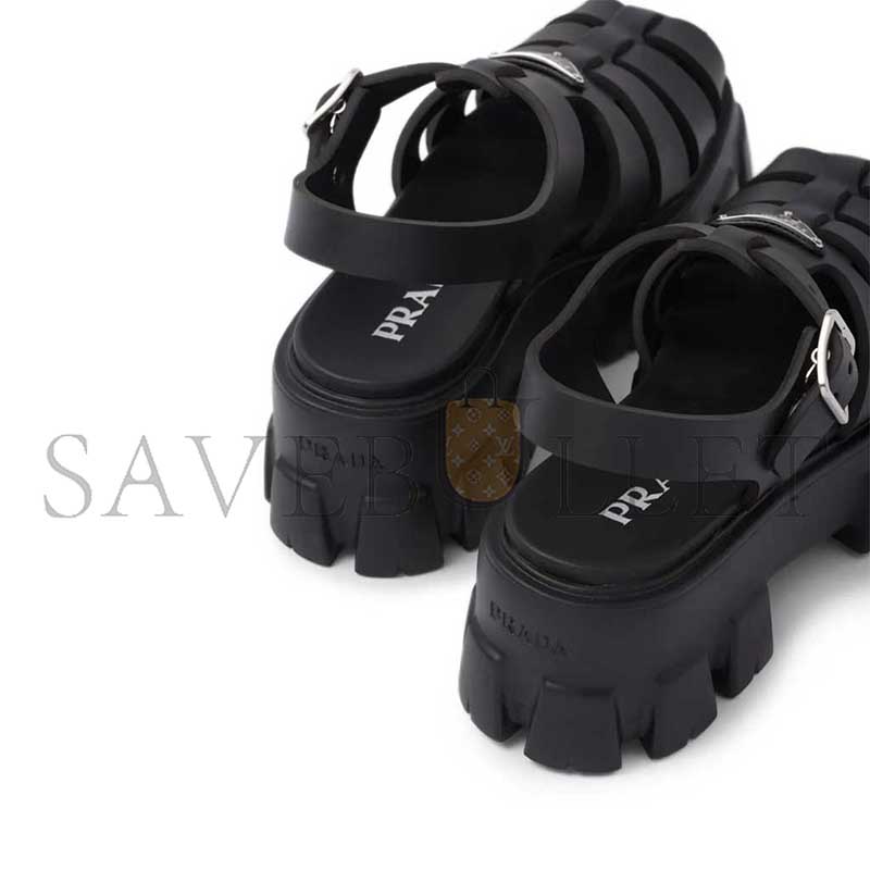 PRADA RUBBER MONOLITH SANDALS 1X853M